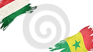 Flags of Hungary andÂ Senegal on White Background